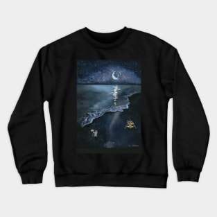 Surrealist Moon Landing Watercolor Crewneck Sweatshirt